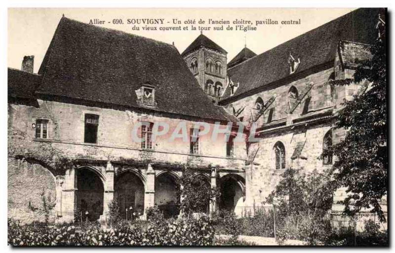 Souvigny Old Postcard A rating of & # 39ancien cloister central pavilion of t...