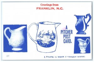 c1950's Greetings From Franklin Pitcher's Multiview North Carolina NC Postcard