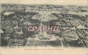 Old Postcard Panorama of the park and the city of Versailles