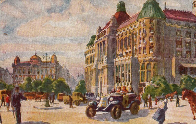 Hungary Budapest place Gellert with hotel Gellert 1927 postcard