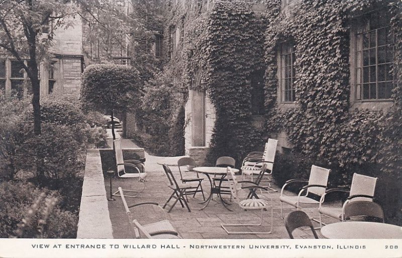 Entrance to Willard Hall at Northwestern University Evanston IL Illinois pm 1955