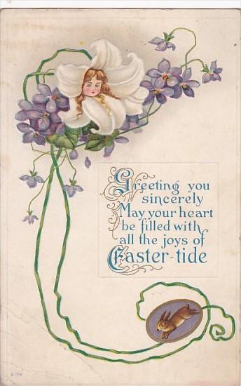 Easter Easter Lily With Young Girls Face 1915