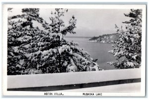 c1940's View Of Aston Villa Muskoka Lake Unposted Vintage RPPC Photo Postcard