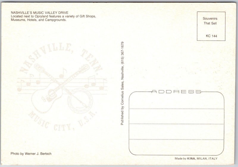 Nashville's Music Valley Drive Opryland Gift Shops Museums Hotels Camp Postcard