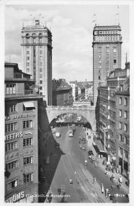 B93479 stockholm kungsgatan car voiture tramway real photo sweden