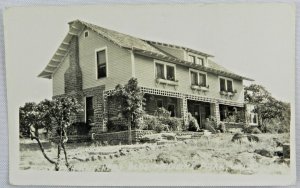 Large Two Story House Half Stone & Half Siding Rough Terrain - Vintage Postcard