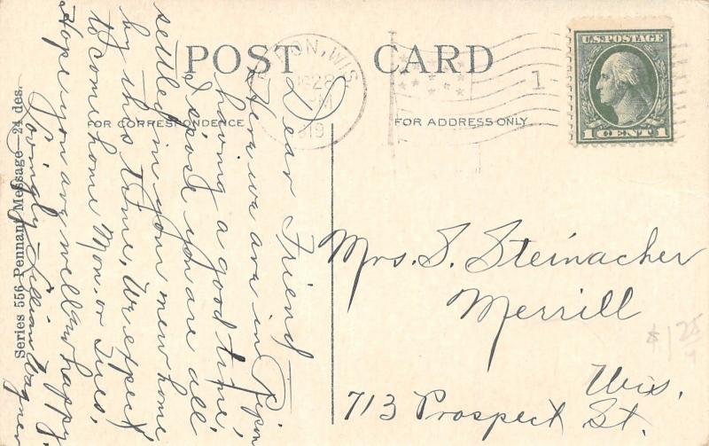 Happiness in Ripon Wisconsin~Bluebirds Sing Song~1919 Pennant Postcard 