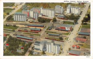 Salnia Kansas birds eye view milling district antique pc Y11675