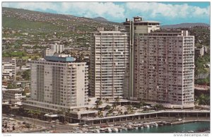 Ilikai Hotel, Waikiki and Yacht Harbor, Honolulu, Hawaii, 1960-70s