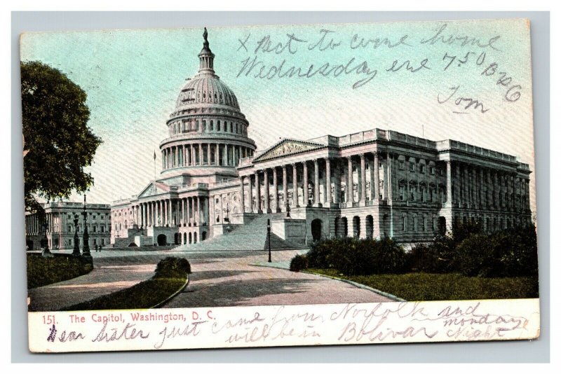 Vintage 1906 Postcard Panoramic View of the Capitol Building Washington DC