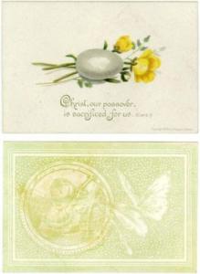 Vintage Easter Card, L. Prang & Co, 1883, EGG, FLOWERS