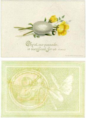 Vintage Easter Card, L. Prang & Co, 1883, EGG, FLOWERS