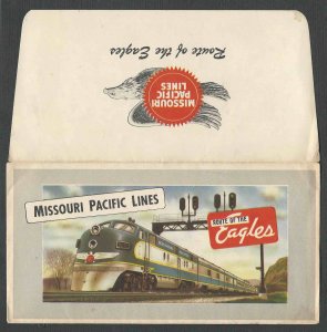 Ca 1940 RR MISSOURI PACIFIC LINES TICKET FOLDER MINT THE ROUTE OF THE EAGLES