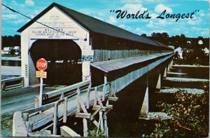 World's Longest Covered Bridge St. Johns River NB New Brunswick Postcard F48