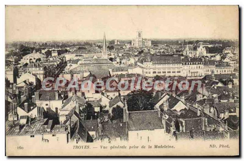 Postcard Old Troyes General view taken of the Madeleine