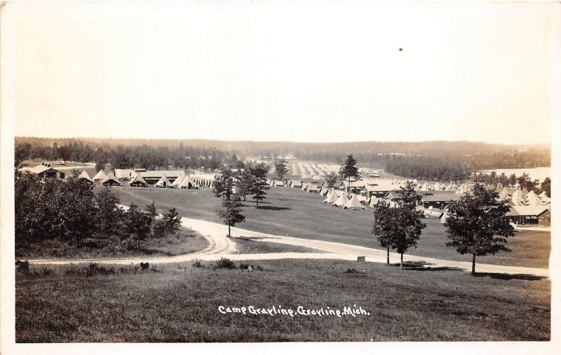 D8/ Grayling Michigan Mi Real Photo RPPC Postcard c40s Camp Grayling Military