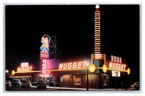 Night View Nugget Casino Carson City Nevada NV UNP Chrome Postcard R8