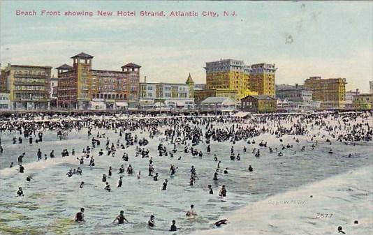 New Jersey Atlantic City Beach Front Showing New Hotel Strand 1913