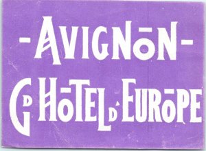 Hotel DAvignon Grande Hotel DEurope purple luggage label fab typography c1920s