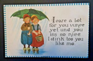 1914 Bicknell To Linton IN Dutch Children I Like You You Like Me Comic PC Cover 