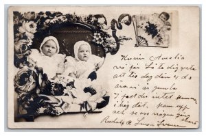 RPPC Adorable Children Named Subject Rudolf & Lunea Swensen Postcard L17