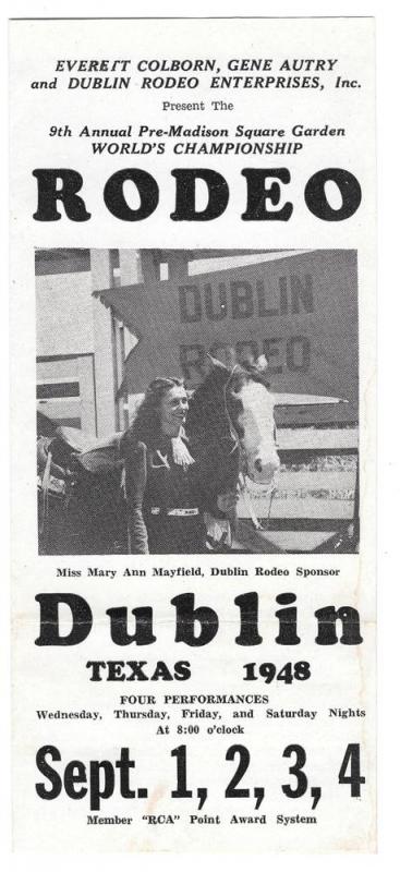 Dublin Texas 9th Annual Rodeo Flyer 1948 Cowgirl Mayfield