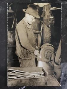 Mint Canada RPPC Postcard Industrial Factory Worker Grinder