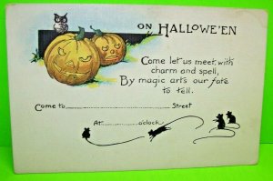 Halloween Party Postcard Invitation Miller Art Mice Owl JOL Original Series 297