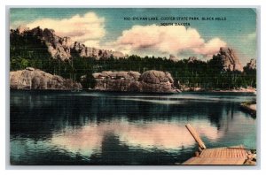 Sylvan Lake Custer State Park Black Hills South Dakota SD UNP Linen Postcard O17