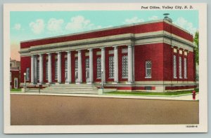 Valley City North Dakota~Post Office Entrance~1940s Linen Postcard