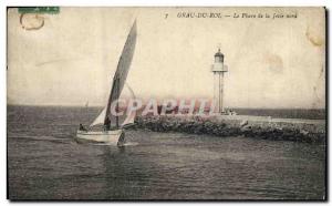 Old Postcard Lighthouse Grau du Roi The lighthouse pier North Boat