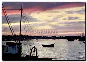 Postcard Modern Crepuscule harbor boat