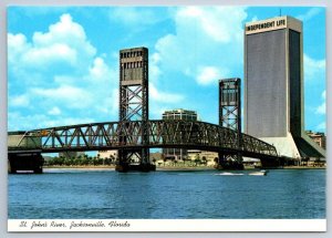 Main Street Bridge, Independent Life, St John's River, Jacksonville FL Postcard