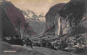 Lauterbrunnen Valley Panorama Switzerland Real Photo postcard