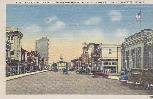 North Carolina Fayetteville Hay Street Looking Towards Old Market House Post ...