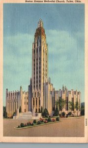 Vintage Postcard 1943 Boston Avenue Methodist Church Parish Tulsa Oklahoma OK
