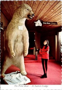 MN, Minnesota LUTSEN RESORT HOTEL  Polar Bear Taxidermy~Main Lodge  4X6 Postcard