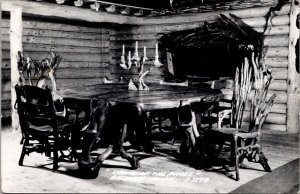 RPPC Interior Dining Table Shrine of the Pines, Baldwin MN Postcard V68