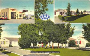 Helena MT Gas Station Capitol Motel 1958 Linen Postcard
