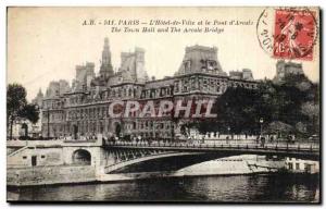 Paris - 4 - L & # 39Hotel City - Bridge & # 39Arcole - Old Postcard