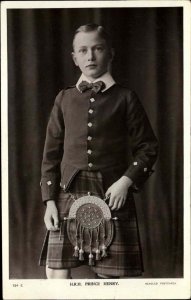 His Royal Highness Prince Henry as Young Man Kilt Vintage RPPC PC