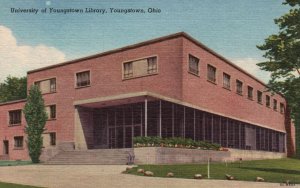 Vintage Postcard 1930s University of Youngstown Library Building Youngstown Ohio 
