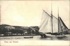 Goc?aw Gotzlow Szczecin Sailboat Ship GRUSS AUS Poland c1910 Postcard