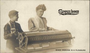 Chicago IL Appliance Advertising Simplex Iron Mother & Son c1910 CRISP RPPC