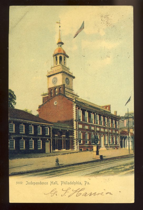 Philadelphia, Pennsylvania/PA Glitter Postcard, Independence Hall, 1906!