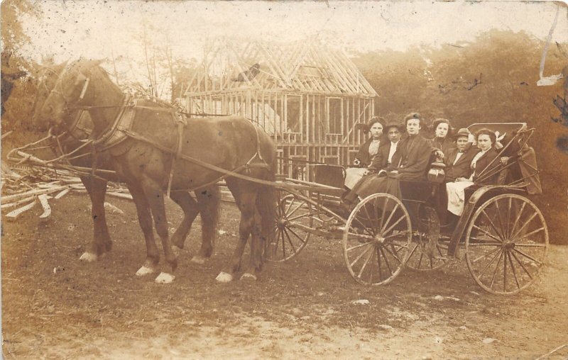 H82/ Interesting RPPC Postcard c1910 Horse-Drawn Buggy Wagon 7