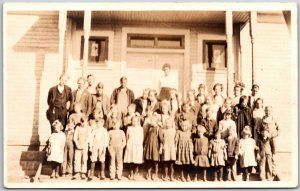 Elementary School Student Photo Children Teacher Building Photograph Old Vintage