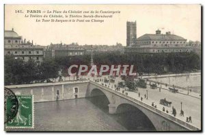 Old Postcard Paris La Place Du Chatelet View Of The Conciergerie The Theater ...