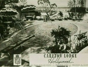 Postcard 1950s RPPC showing Carlton Lodge, Hollywood, CA.      P1