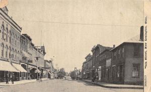 A78/ New Lexington Ohio Postcard 1908 Main Street Stores Weiland and Dentist